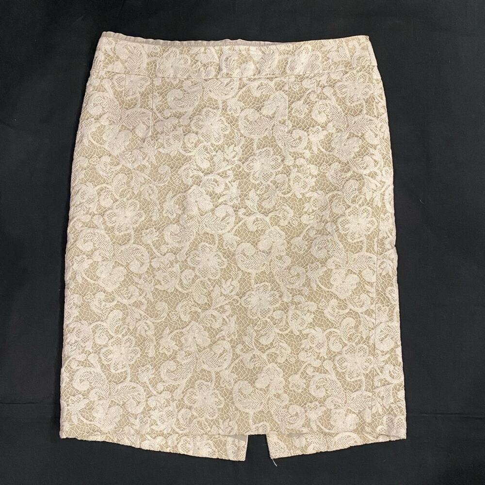 Banana Republic 10 Ivory Lace Cotton/Polyester Pencil Skirt IMMACULATE